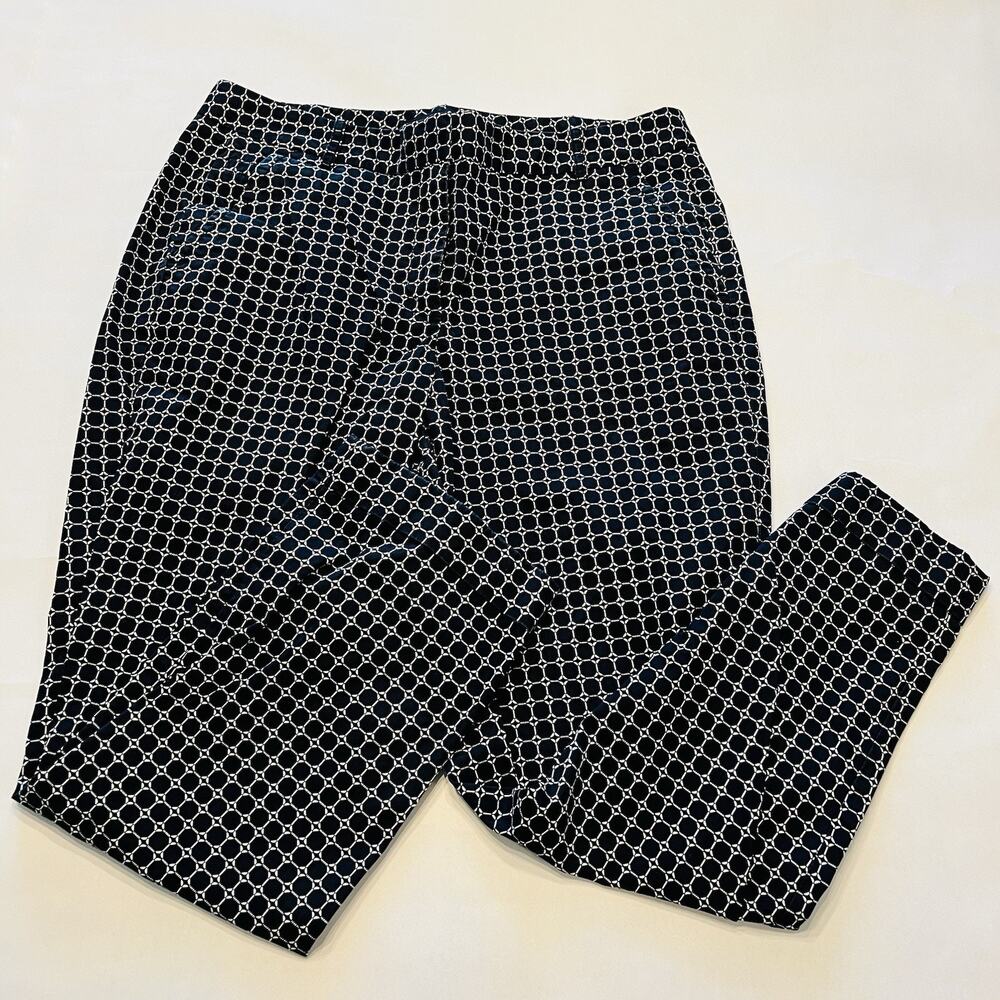 Talbots Women’s Cropped Ankle Dress Pants Black White Geometric SZ 10 A0135